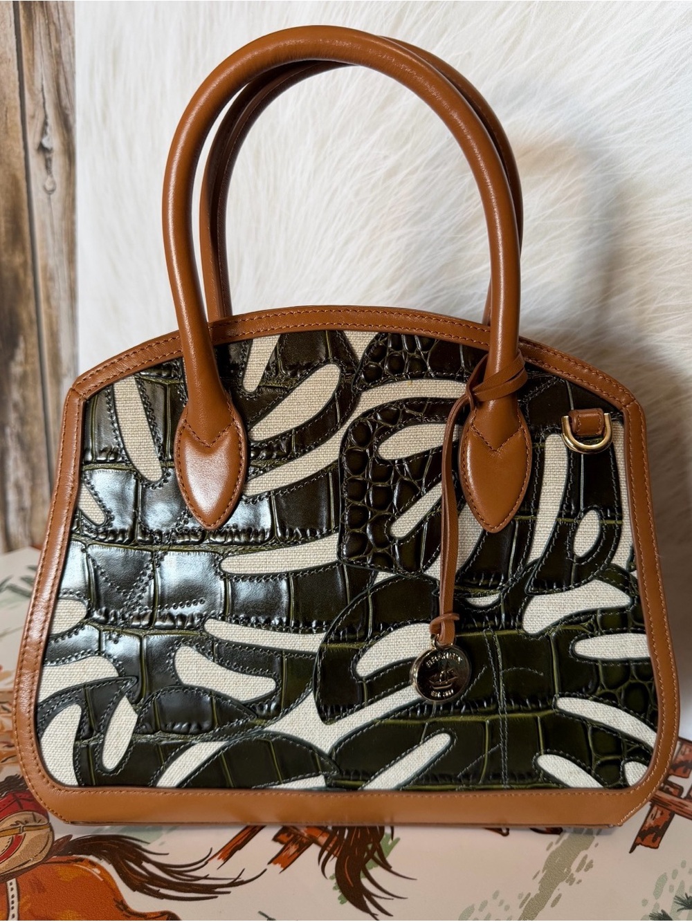 FIRM Brahmin Rosetta Cacti Green Abrigado Leather NWT $445 - Picture 12 of 16